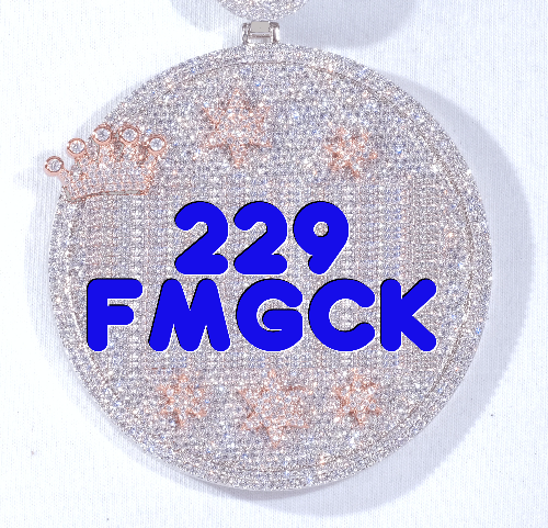 CUSTOM LETTER NECKLACE 3D BIG CROWN DISC