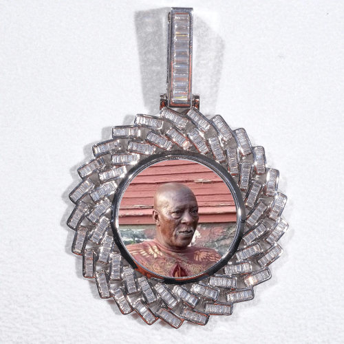 Large 3D Baguette Custom Picture Pendant