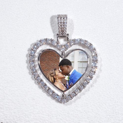 3D Spinning 2-Faced Heart Custom Picture Pendant