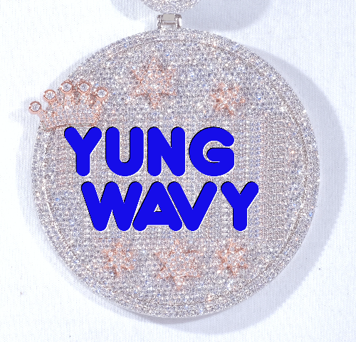 CUSTOM LETTER NECKLACE 3D BIG CROWN DISC