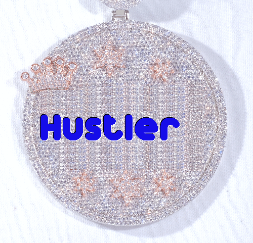 CUSTOM LETTER NECKLACE 3D BIG CROWN DISC