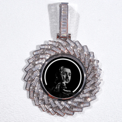 Large 3D Baguette Custom Picture Pendant