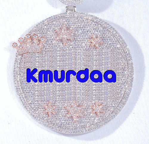 CUSTOM LETTER NECKLACE 3D BIG CROWN DISC