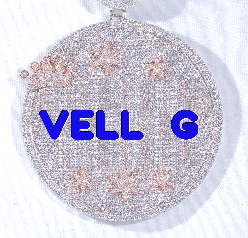 CUSTOM LETTER NECKLACE 3D BIG CROWN DISC