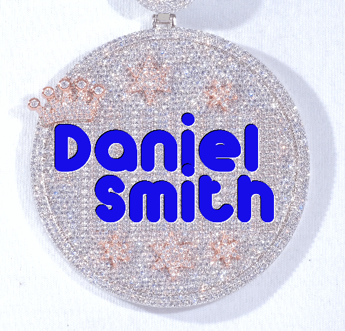 CUSTOM LETTER NECKLACE 3D BIG CROWN DISC