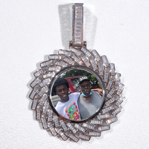 Large 3D Baguette Custom Picture Pendant