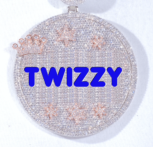 CUSTOM LETTER NECKLACE 3D BIG CROWN DISC