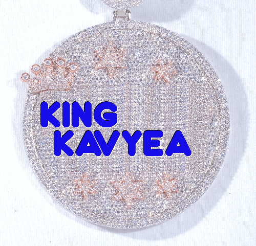 CUSTOM LETTER NECKLACE 3D BIG CROWN DISC