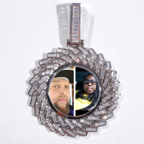 Large 3D Baguette Custom Picture Pendant