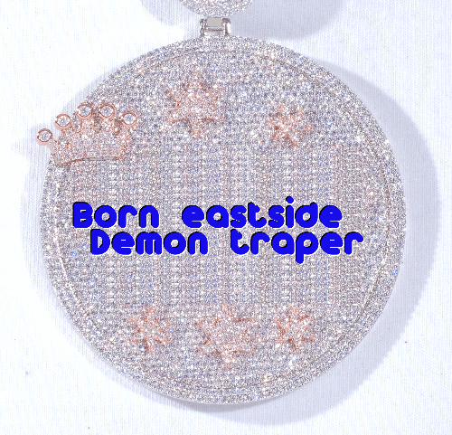 CUSTOM LETTER NECKLACE 3D BIG CROWN DISC