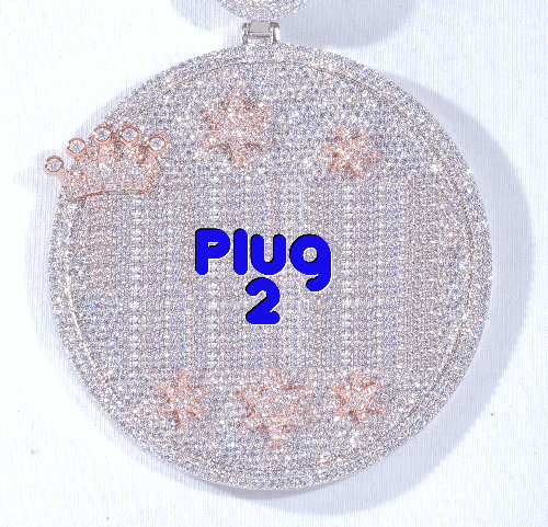 CUSTOM LETTER NECKLACE 3D BIG CROWN DISC
