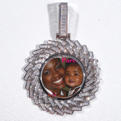 Large 3D Baguette Custom Picture Pendant