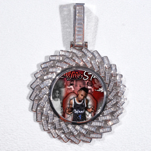 Large 3D Baguette Custom Picture Pendant
