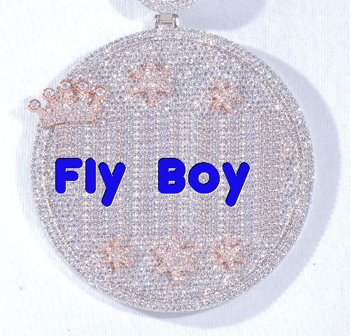 CUSTOM LETTER NECKLACE 3D BIG CROWN DISC