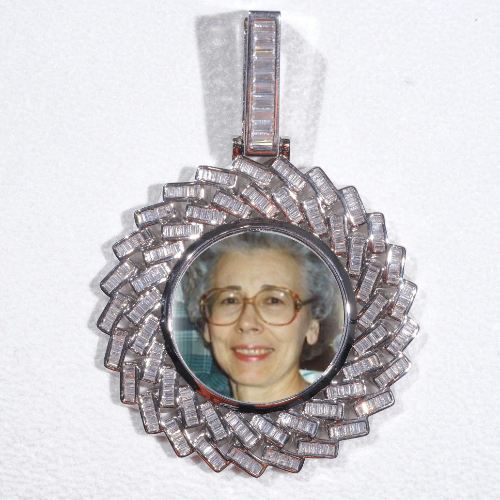 Large 3D Baguette Custom Picture Pendant