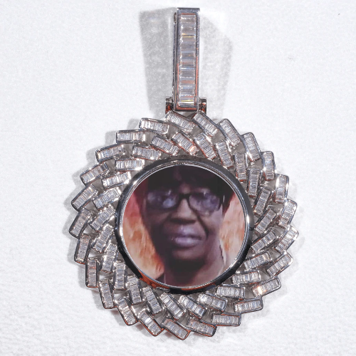 Large 3D Baguette Custom Picture Pendant