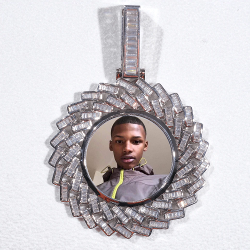 Large 3D Baguette Custom Picture Pendant