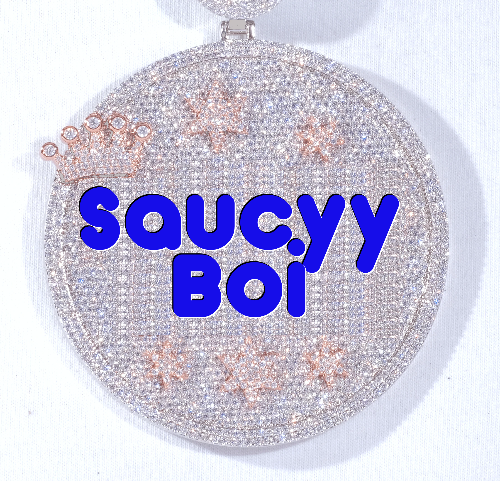 CUSTOM LETTER NECKLACE 3D BIG CROWN DISC