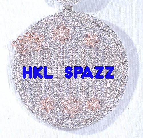 CUSTOM LETTER NECKLACE 3D BIG CROWN DISC