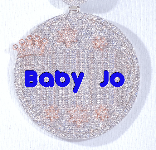 CUSTOM LETTER NECKLACE 3D BIG CROWN DISC