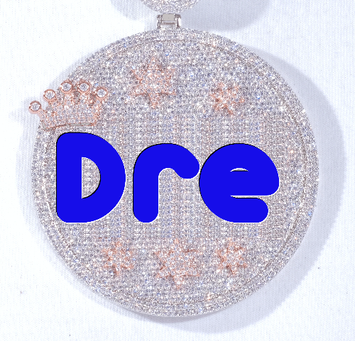 CUSTOM LETTER NECKLACE 3D BIG CROWN DISC