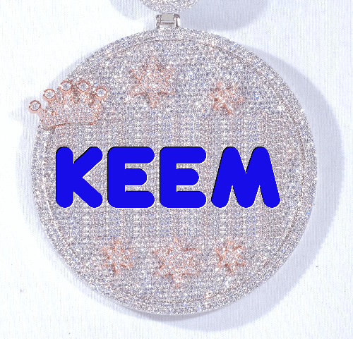 CUSTOM LETTER NECKLACE 3D BIG CROWN DISC