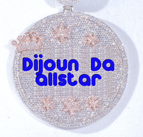 CUSTOM LETTER NECKLACE 3D BIG CROWN DISC