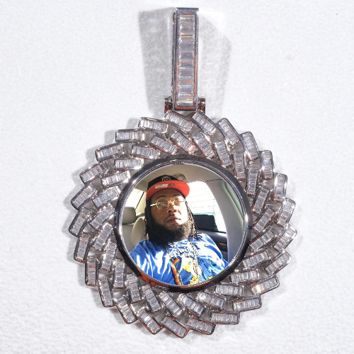 Large 3D Baguette Custom Picture Pendant