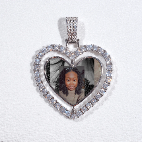 3D Spinning 2-Faced Heart Custom Picture Pendant