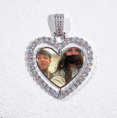 3D Spinning 2-Faced Heart Custom Picture Pendant