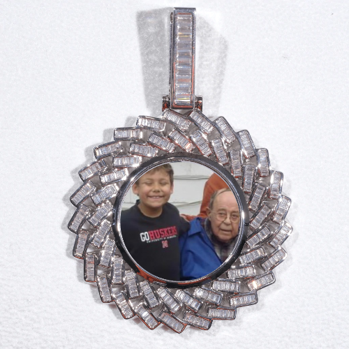 Large 3D Baguette Custom Picture Pendant