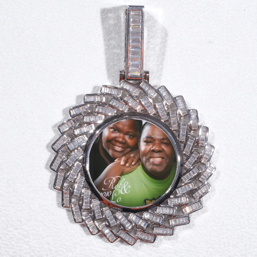 Large 3D Baguette Custom Picture Pendant