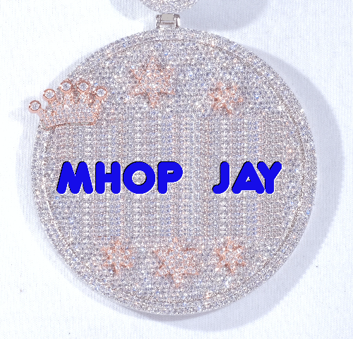 CUSTOM LETTER NECKLACE 3D BIG CROWN DISC