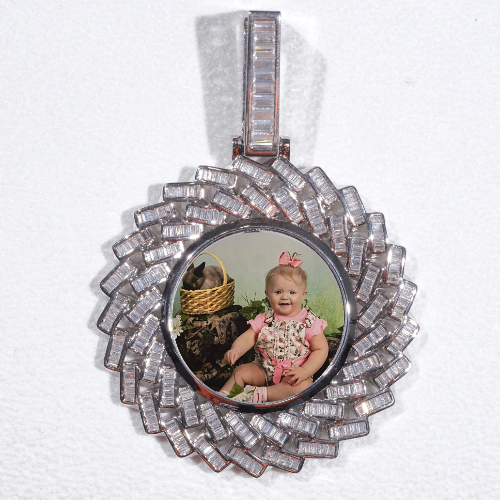 Large 3D Baguette Custom Picture Pendant