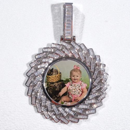 Large 3D Baguette Custom Picture Pendant