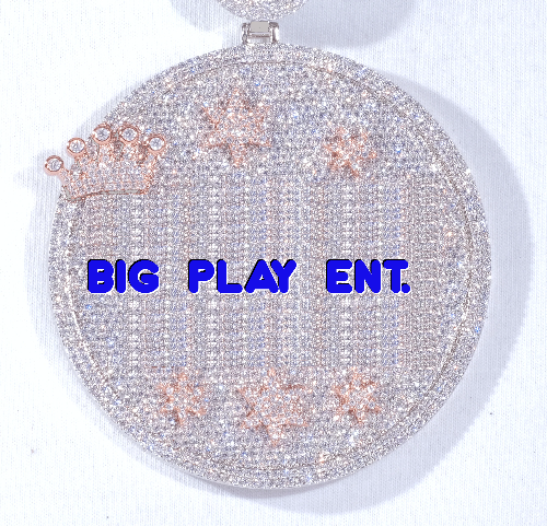 CUSTOM LETTER NECKLACE 3D BIG CROWN DISC