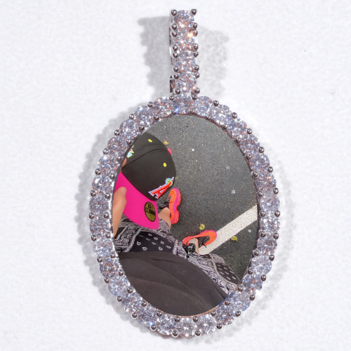 Large 3D Oval Custom Picture Pendant