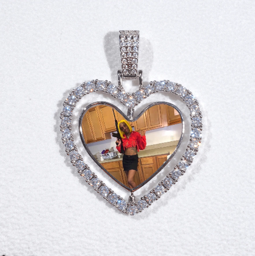 3D Spinning 2-Faced Heart Custom Picture Pendant