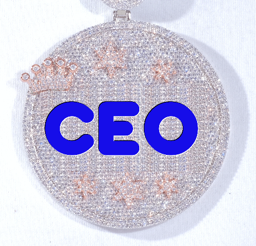 CUSTOM LETTER NECKLACE 3D BIG CROWN DISC