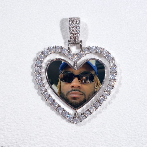 3D Spinning 2-Faced Heart Custom Picture Pendant