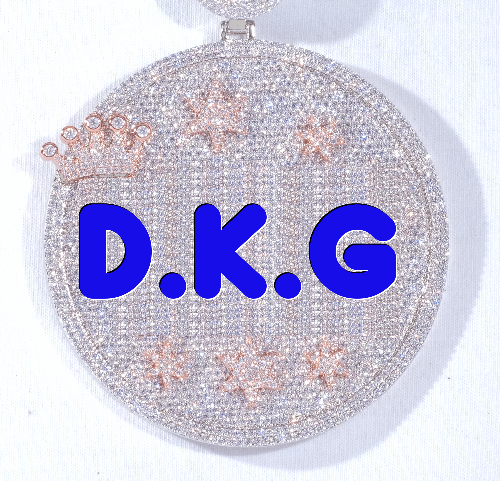 CUSTOM LETTER NECKLACE 3D BIG CROWN DISC