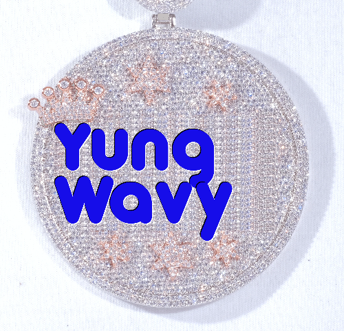 CUSTOM LETTER NECKLACE 3D BIG CROWN DISC