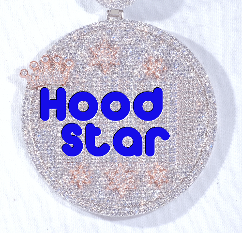 CUSTOM LETTER NECKLACE 3D BIG CROWN DISC