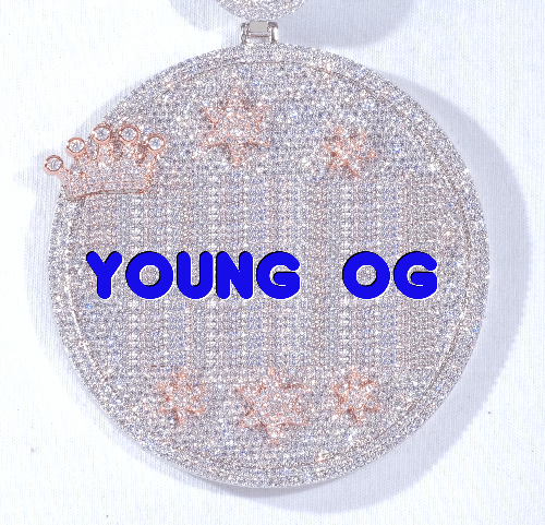 CUSTOM LETTER NECKLACE 3D BIG CROWN DISC