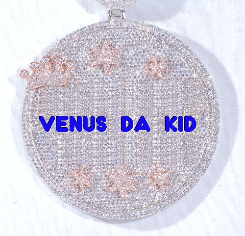 CUSTOM LETTER NECKLACE 3D BIG CROWN DISC