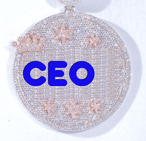 CUSTOM LETTER NECKLACE 3D BIG CROWN DISC