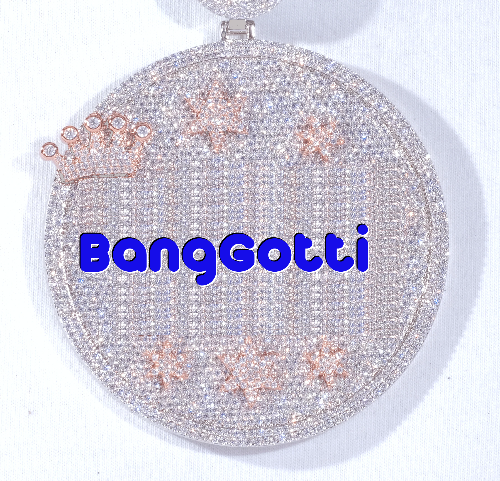 CUSTOM LETTER NECKLACE 3D BIG CROWN DISC