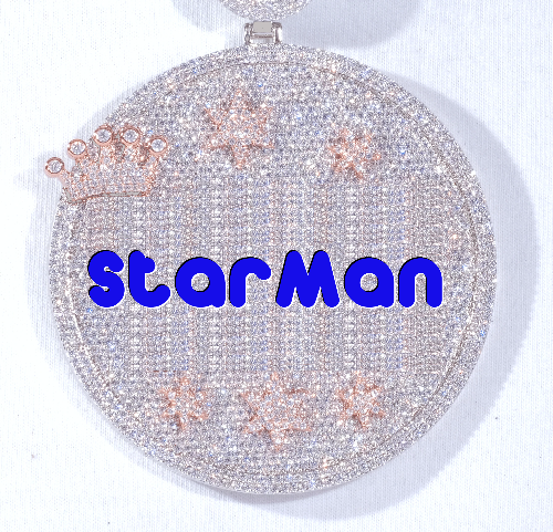 CUSTOM LETTER NECKLACE 3D BIG CROWN DISC
