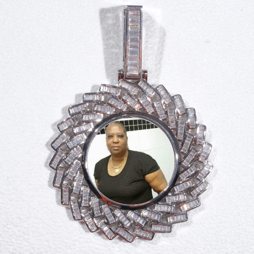 Large 3D Baguette Custom Picture Pendant