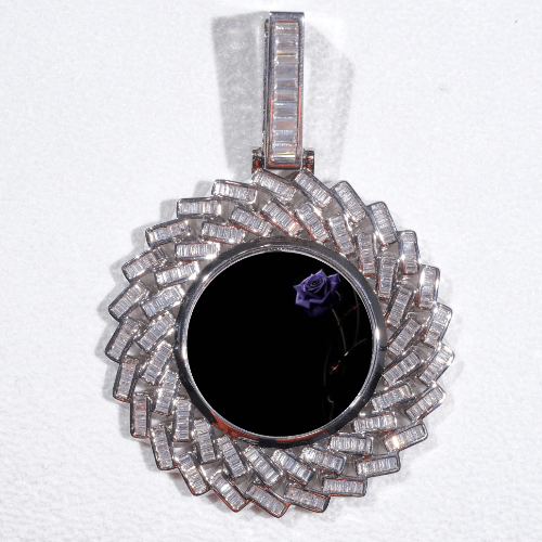 Large 3D Baguette Custom Picture Pendant